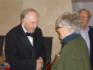 Talking to Chris Barber before the Waterfront Hall concert.