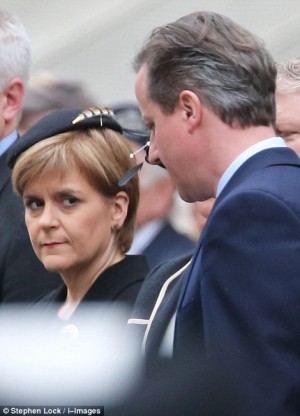 If looks could kill!  Nicola Sturgeon and David Cameron 