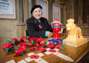 Poppy seller Olive Cooke outside Bristol Cathedral.  See SWNS story SWPOPPY; Olive Cooke, Britain's oldest poppy seller, has died aged 92 after being found at the bottom of Avon Gorge. Olive's body was discovered in the Avon Gorge on Wednesday, May 6 by police and fire rescue teams. Police are not treating the death as suspicious. The news of Olive's death has shocked and saddened the community in Bristol. She had become a familiar face for many over the years, standing in the doorway of Bristol Cathedral each November selling poppies for the Royal British Legion. Olive's family – daughter Kathryn; son, Del; grandchildren Louise, Kevin, Rhia and Jessica; and great-grandchildren Louis and Aeris – said she will be greatly missed.