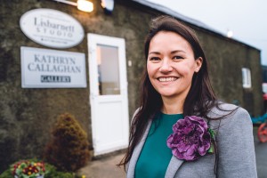 Kathryn Callaghan, artist opening her exhibition at Lisbarnett Studios.