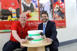 Ballynahinch Primary School Caretaker Glynn Robinson and Principal Michael Moore